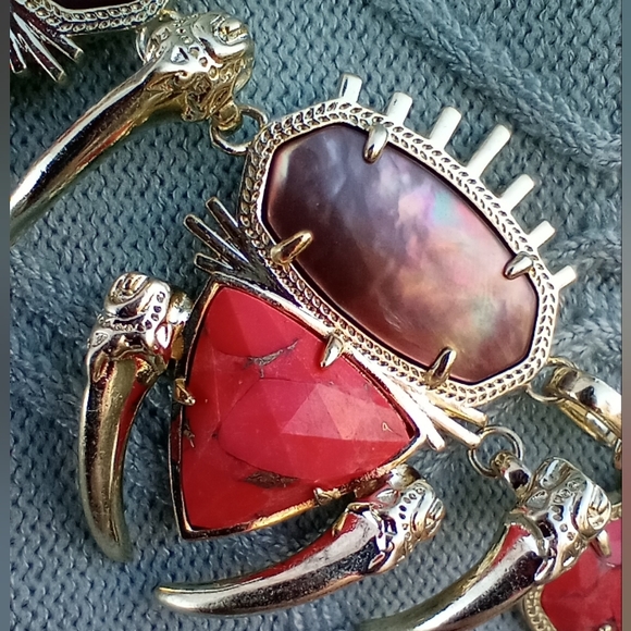 Kendra Scott Gold Odessa Bronze Veined Red Magnesite Statement Necklace - Picture 10 of 16